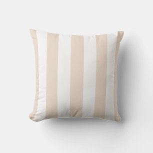 Mandel-Beige und weiße Markisenstreifen Kissen