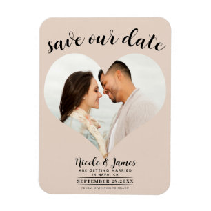Mandel-Bisque-Herz Foto Hochzeit Save-the-Date Magnet