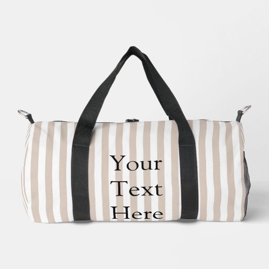 Mandel & weiße Streifen Duffle Bag (Vorderseite)