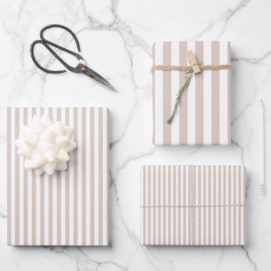 Mandel & Weiße Streifen Geschenkpapier Set