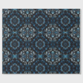 Mandela Blue Black Green Floral Illustration Geschenkpapier (Flach)