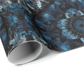 Mandela Blue Black Green Floral Illustration Geschenkpapier (Rolleneckpunkt)