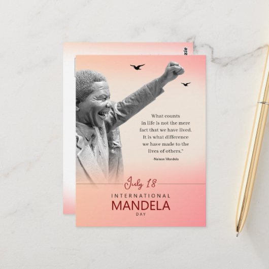 Mandela Day Quote Postcard | Inspirier & Personali Postkarte (Vorderseite/Rückseite Beispiel)