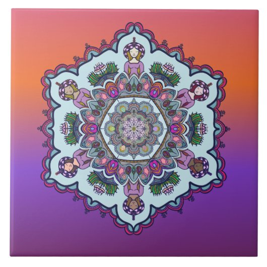Mandela Design Keramikfliese (Vorderseite)