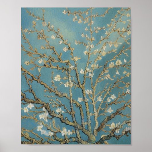 Mandelblüte Vintage Mauer Kunst Poster (Vorne)