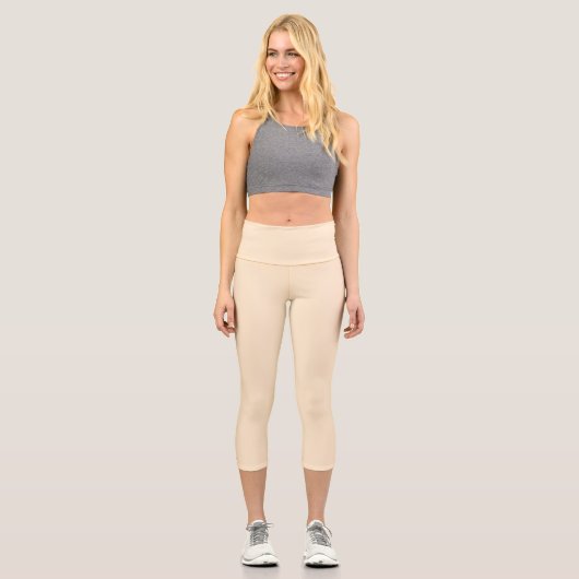 Mandelblüte (Vollfarbe) Capri Leggings (Vorderseite)