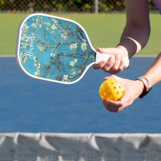 Mandelblüten Benutzerdefinierter Text Pickleball Schläger (InSitu)