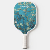 Mandelblüten Benutzerdefinierter Text Pickleball Schläger (Rückseite)