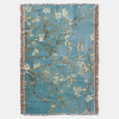 Mandelblüten-Blumen-Boho-Blau Klassische Kunst Decke (Vorderseite Vertikal)