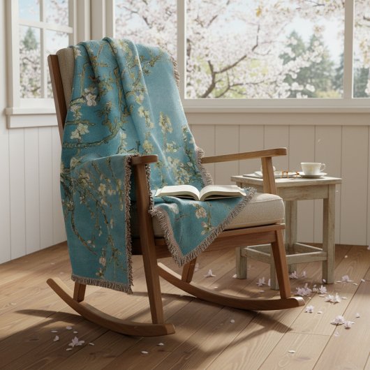Mandelblüten-Blumen-Boho-Blau Klassische Kunst Decke