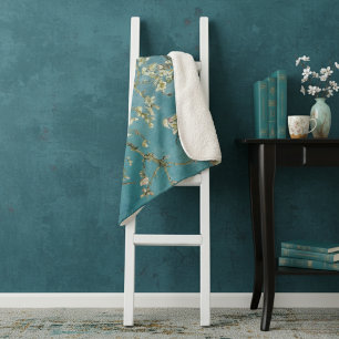 Mandelblüten-Blumen-Boho-Blau Klassische Kunst Sherpadecke