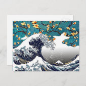 Mandelblüten, die Wave, eine schöne Kunstparodie Postkarte (Vorne/Hinten)
