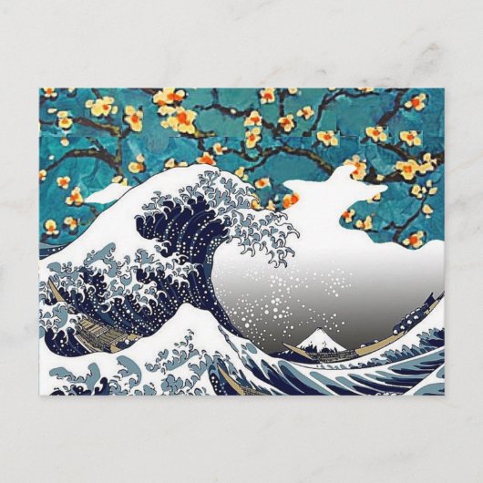 Mandelblüten, die Wave, eine schöne Kunstparodie Postkarte (Vorderseite)