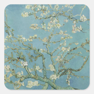 Mandelblüten Gemälde von Van Gogh Quadratischer Aufkleber