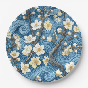 Mandelblüten im Stil von Van Gogh Pappteller