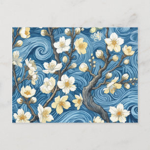 Mandelblüten im Stil von Van Gogh Postkarte