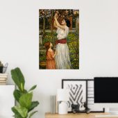 Mandelblüten pflückend von Waterhouse Poster (Heimbüro)