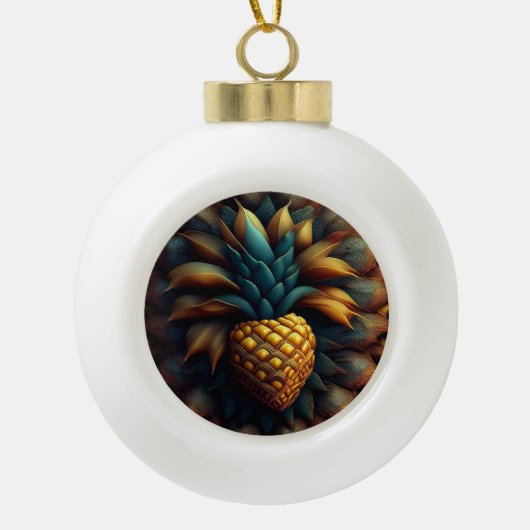 Mandelbrot-Ananas-Fraktal Keramik Kugel-Ornament (Vorderseite)