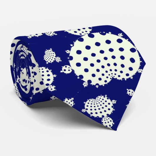 Mandelbrot, blau-weißer Polka-Punkt Krawatte (Gerollt)
