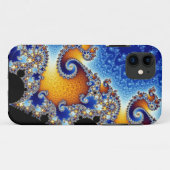 Mandelbrot blaues doppeltes gewundenes Fraktal Case-Mate iPhone Hülle (Rückseite (Horizontal))