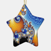 Mandelbrot blaues doppeltes gewundenes Fraktal Keramik Ornament (Links)