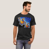 Mandelbrot blaues doppeltes gewundenes Fraktal T-Shirt (Vorne ganz)
