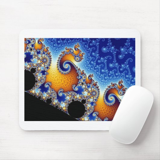 Mandelbrot Blue Double Spiral Fraktal Mousepad (Mit Mouse)