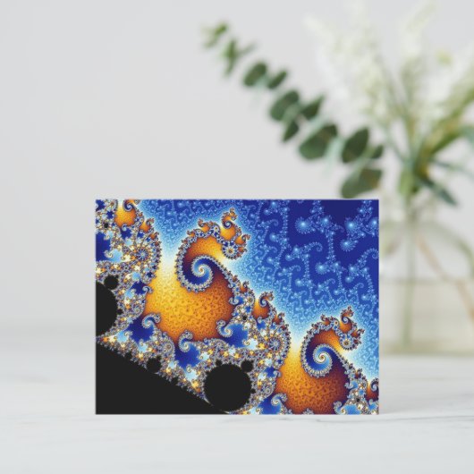 Mandelbrot Blue Double Spiral Fraktal Postkarte (Stehend Vorderseite)