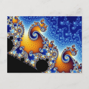 Mandelbrot Blue Double Spiral Fraktal Postkarte