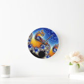 Mandelbrot Blue Double Spiral Fraktal Runde Wanduhr (Zuhause)