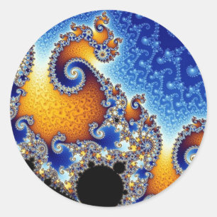 Mandelbrot Blue Double Spiral Fraktal Runder Aufkleber