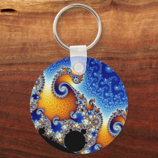 Mandelbrot Blue Double Spiral Fraktal Schlüsselanhänger (Vorderseite)