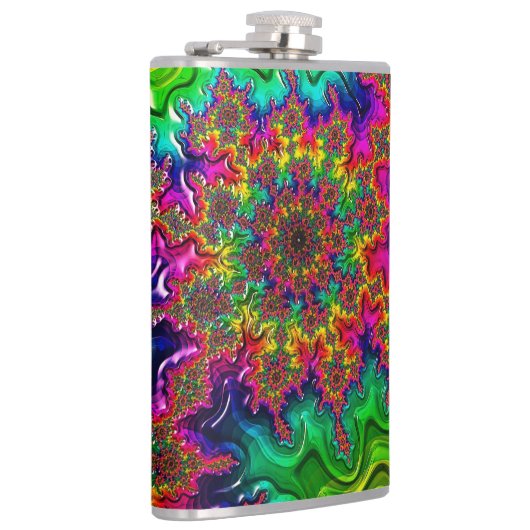 Mandelbrot Color Explosion Hip Flask Flachmann (Rechts)