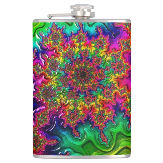 Mandelbrot Color Explosion Hip Flask Flachmann (Vorderseite)
