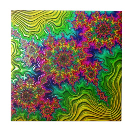 Mandelbrot Color Explosion Keramik Tile Fliese (Vorderseite)