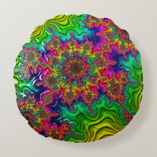 Mandelbrot Color Explosion Round Cushion Rundes Kissen