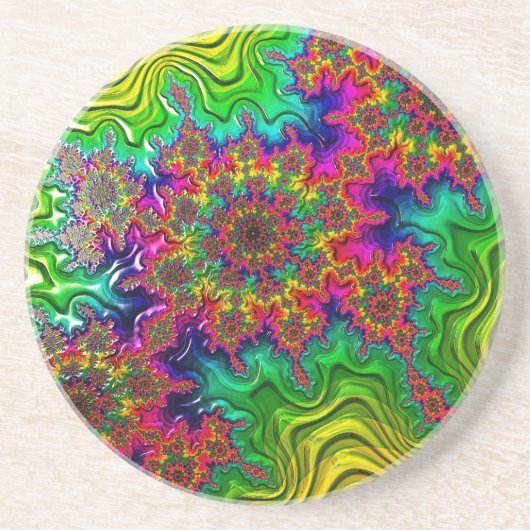 Mandelbrot Color Explosion Sandstone Untersetzer (Vorne)