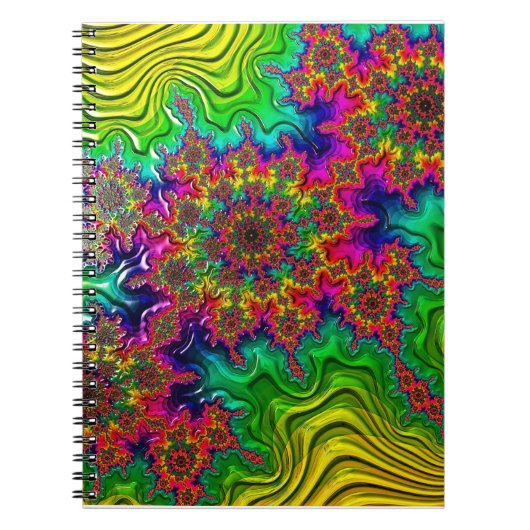Mandelbrot Color Explosion Spiral Notebook Notizblock (Vorderseite)