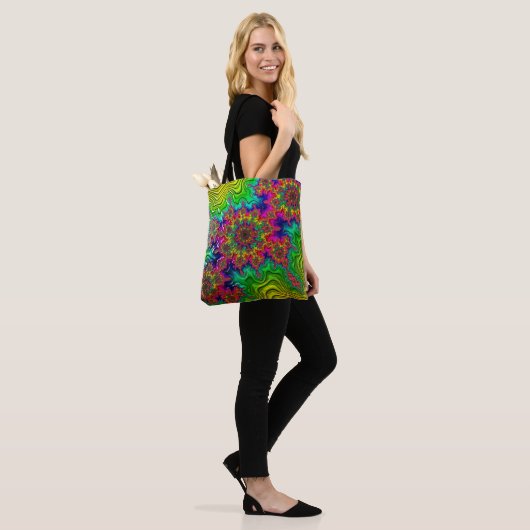 Mandelbrot Color Explosion Tote Bag Tasche (Am Model)