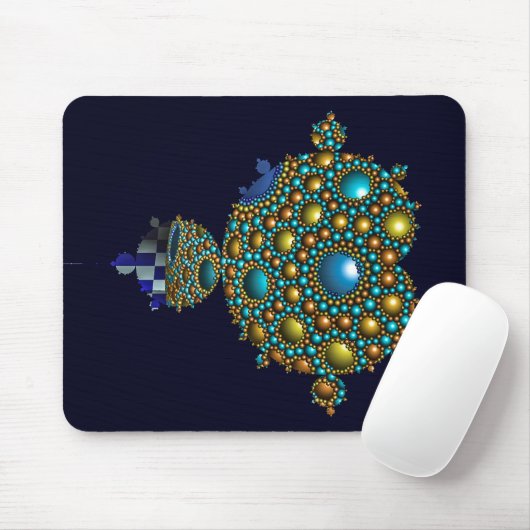 Mandelbrot Fraktal Apollonian Sphere Blue Gold Mousepad (Mit Mouse)