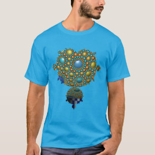 Mandelbrot Fraktal Apollonian Sphere Blue Gold T-Shirt