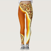 Mandelbrot Fraktal Orange Leggings (Vorderseite)