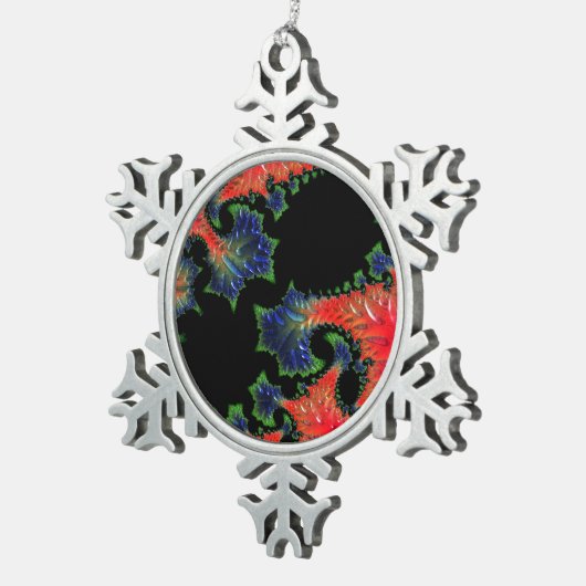Mandelbrot Garden Pewter Schneeflocken Zinn-Ornament (Rechts)