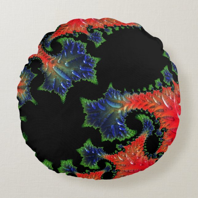 Mandelbrot Garden Round Cushion Rundes Kissen (Vorderseite)