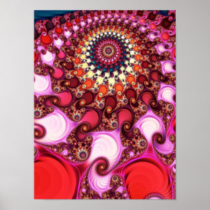 Mandelbrot-Seepferdchen-Tal-Fraktal-Zoom in Magent Poster