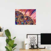 Mandelbrot Set Fractal Digital Art Pink & Gold Poster (Heimbüro)