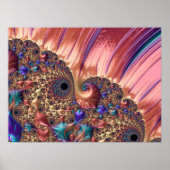 Mandelbrot Set Fractal Digital Art Pink & Gold Poster (Vorne)