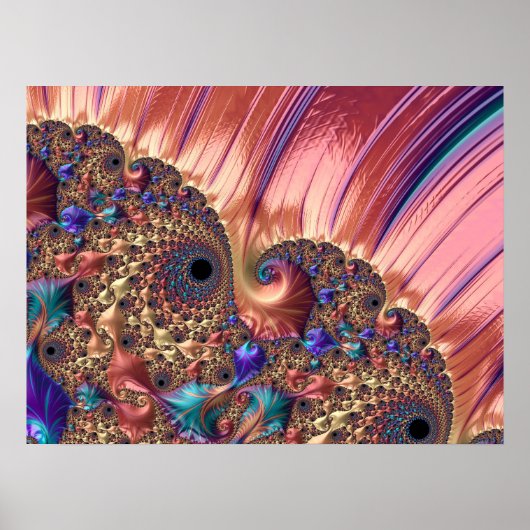 Mandelbrot Set Fractal Digital Art Pink & Gold Poster (Vorne)