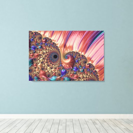 Mandelbrot Set Fraktal Digitale Art Pink & Gold Leinwanddruck (Insitu (Holzboden))