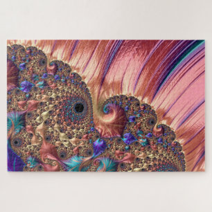 Mandelbrot Set Fraktal Digitale Art Pink & Gold Puzzle